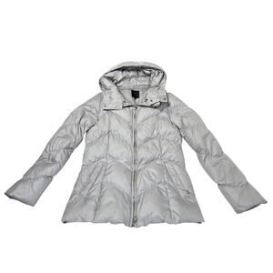 C C Cross Feather Down Jacket Zippered Pocket Detachable Hood